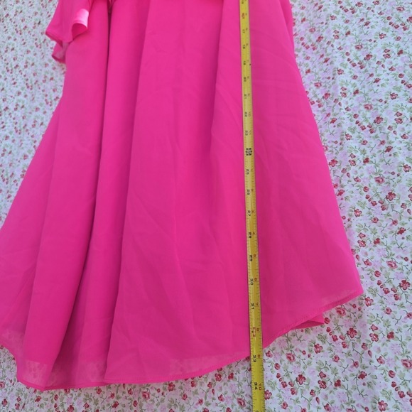 NWT Gianni Bini Hot Pink Ruffle Halter Neck Off Shoulder Tunic Mini Dress Size L - Picture 6 of 6